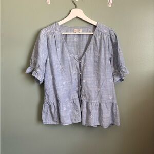 Lucky Brand Light Blue Floral Blouse